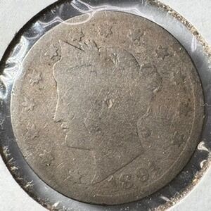 1891 Liberty Head V Nickel Coin Silver Tone Collectible Numismatic Treasure